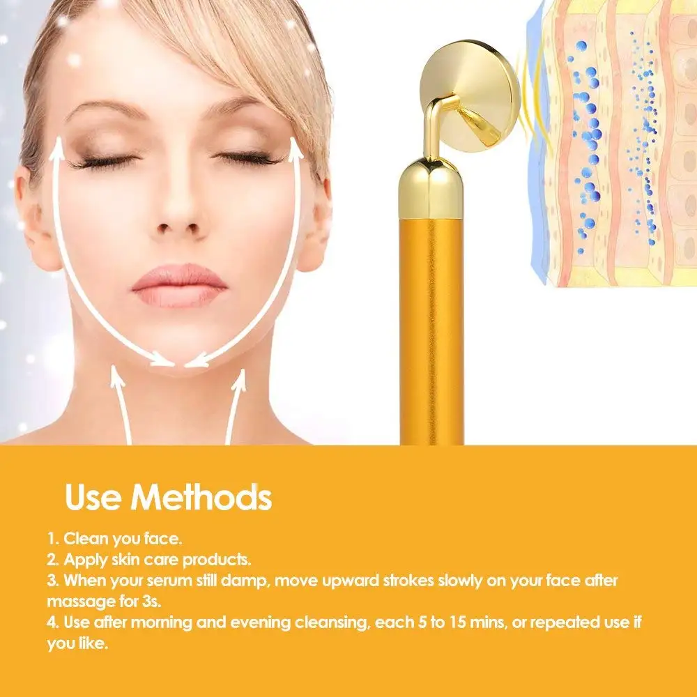 24K Beauty Bar V Face Artifact палка для Лифтинга Лица Массажная лица нефритовый роликовый