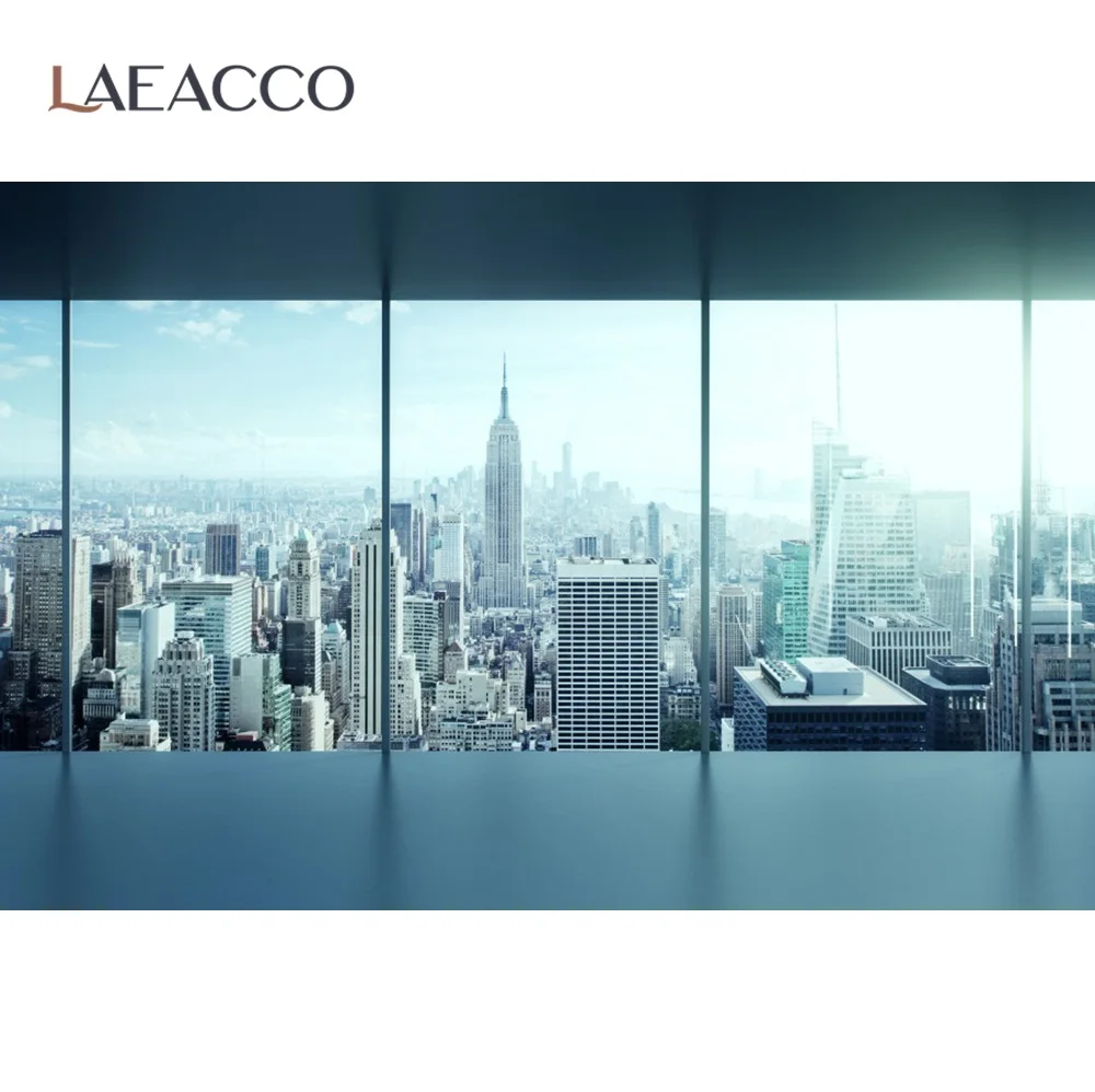 

Laeacco Modern Metrocity Viewroom French Window Party Home Decor Scene Photo Background Photography Backdrop Photocall Photozone