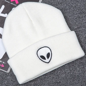 

Alien embroidery street hat knit hat Autumn winter outdoor ghost head warm wool hat ski outdoor hat