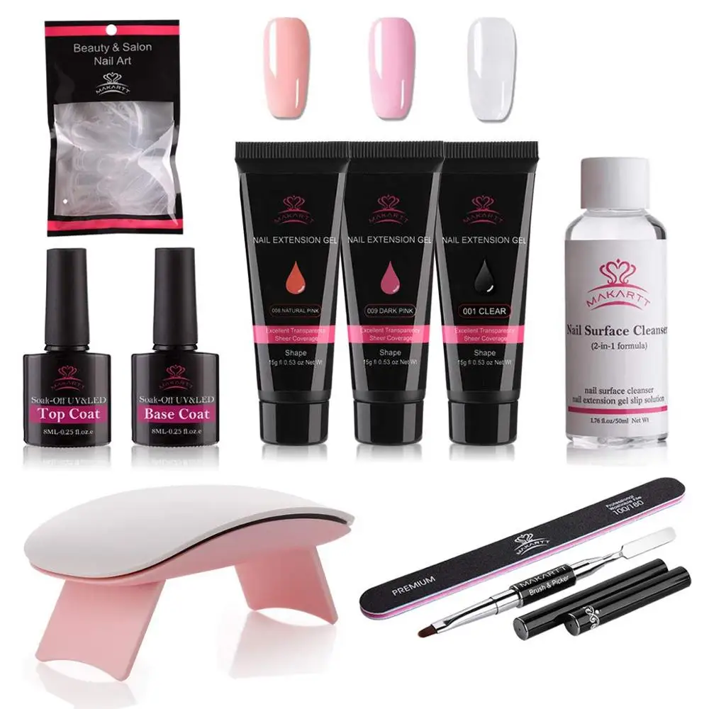 

Makartt Poly Nail Extension Gel Kit Nail Enhancement Builder Gel Trial Kit Professional Nail Technician All-in-One French Kit