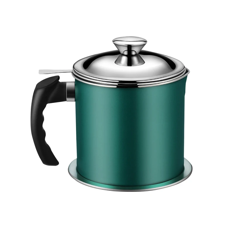 1.2L Kitchen Cooking Oil Filter Pot Soup Grease Stainless Steel Strainer Separator