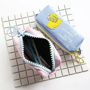 

Adeeing Big Zipper Fruit Pattern Pencil Case Canvas School Pencil Bag Stationery Storage Bag d20