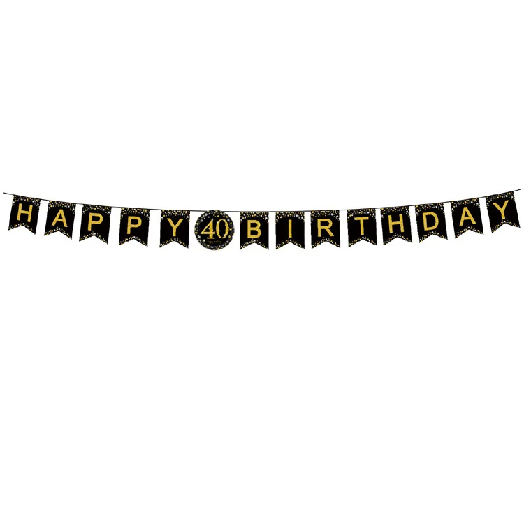 18/21/30/40/50/60th Happy Birhtday столовая посуда наборы латексный воздушный шар "Конфетти" тарелки чашки Салфетка скатерть поставки декор - Цвет: 40-flag 14pcs