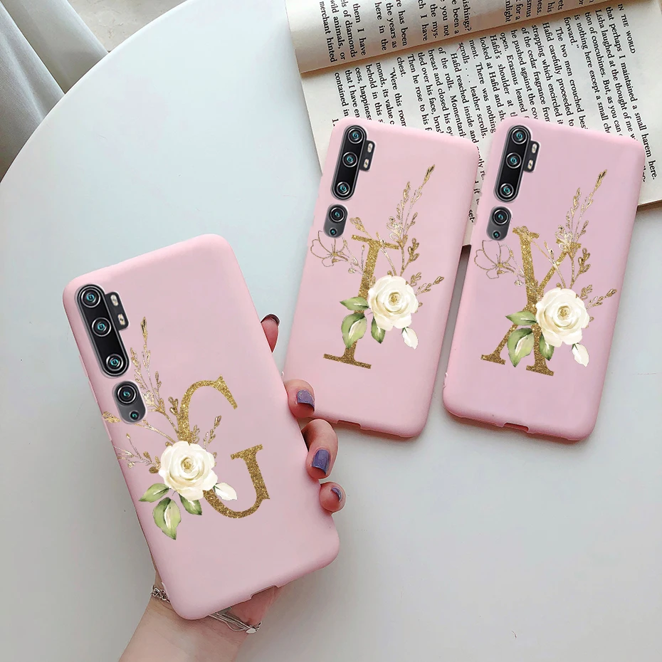 Cute Silicone Back Cover with Letters for Xiaomi Mi Note 10 Series