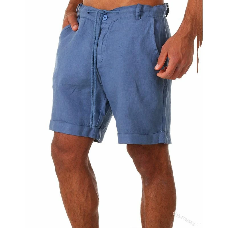Men's Summer Casual and Fashionable Solid Cotton and Linen Shorts Men's Summer Casual and Fashionable Solid Cotton and Linen Shorts