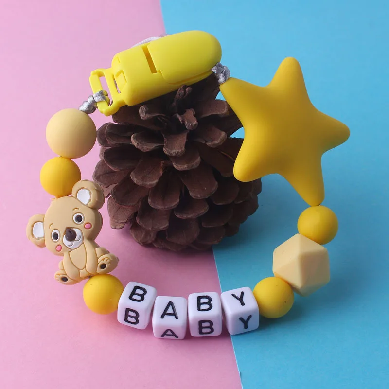 

Baby Pacifier Clips Cartoon DIY Pacifier Chain with Silicone Beads Plastic Holder Infant Feeding Teething Chew Toys Dummy Clips