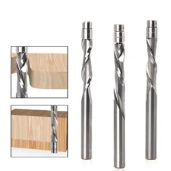 3 pçs 1/4 haste de compressão flush guarnição sólido carboneto espiral roteador bit up corte para baixo cnc fresas carpintaria end mill