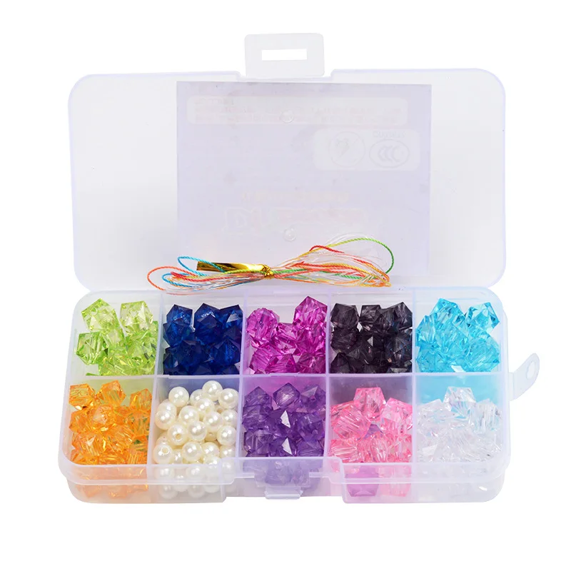 DIY обучающая игрушка набор акриловых бусин с 10 сетками пластиковые бусы ручной работы изготовление браслета ожерелья игрушки для детей