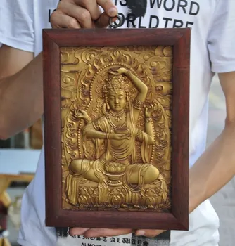

wedding decoration Tibet buddhism old wood gilt 4 arms chenrezig tara Kwan-Yin Guanyin Wall hanging