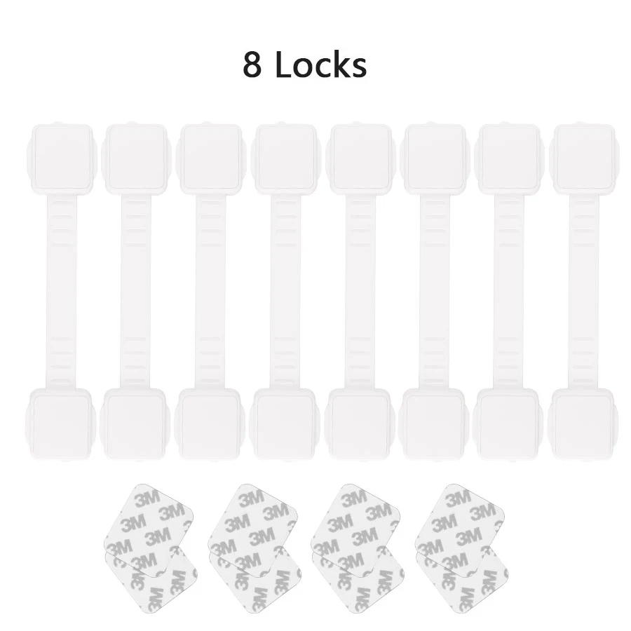 White 8 Locks Замок для защиты детей, Многофункциональный замок для безопасности детей, замок для двери шкафа, регулируемый замок для безопасности холодильника, замок для детей - Color: White 8 Locks