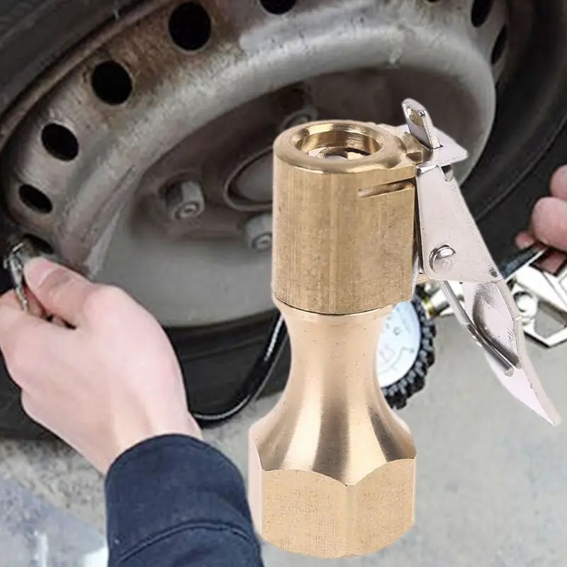 

Air Chuck 1/4 inch Heavy Duty Open Flow Straight Lock On Tire Chuck with Clip for Inflator Gauge Compressor Accessories