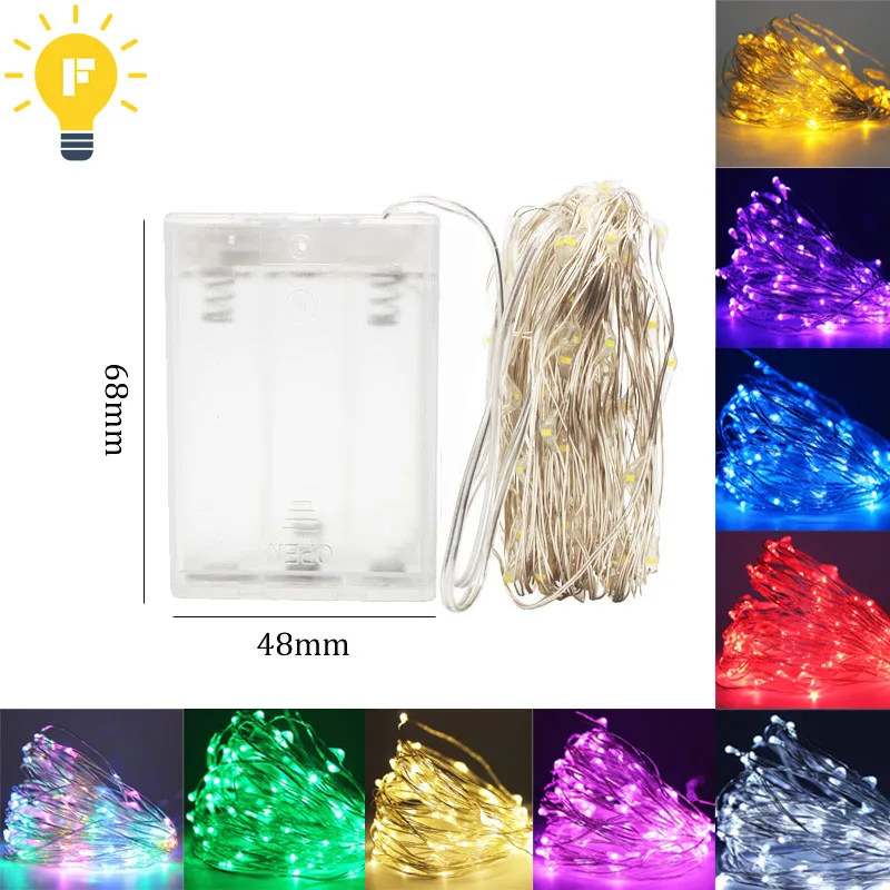 5 в USB светодиодные гирлянды 10 м на батарейках открытый теплый белый/RGB медный