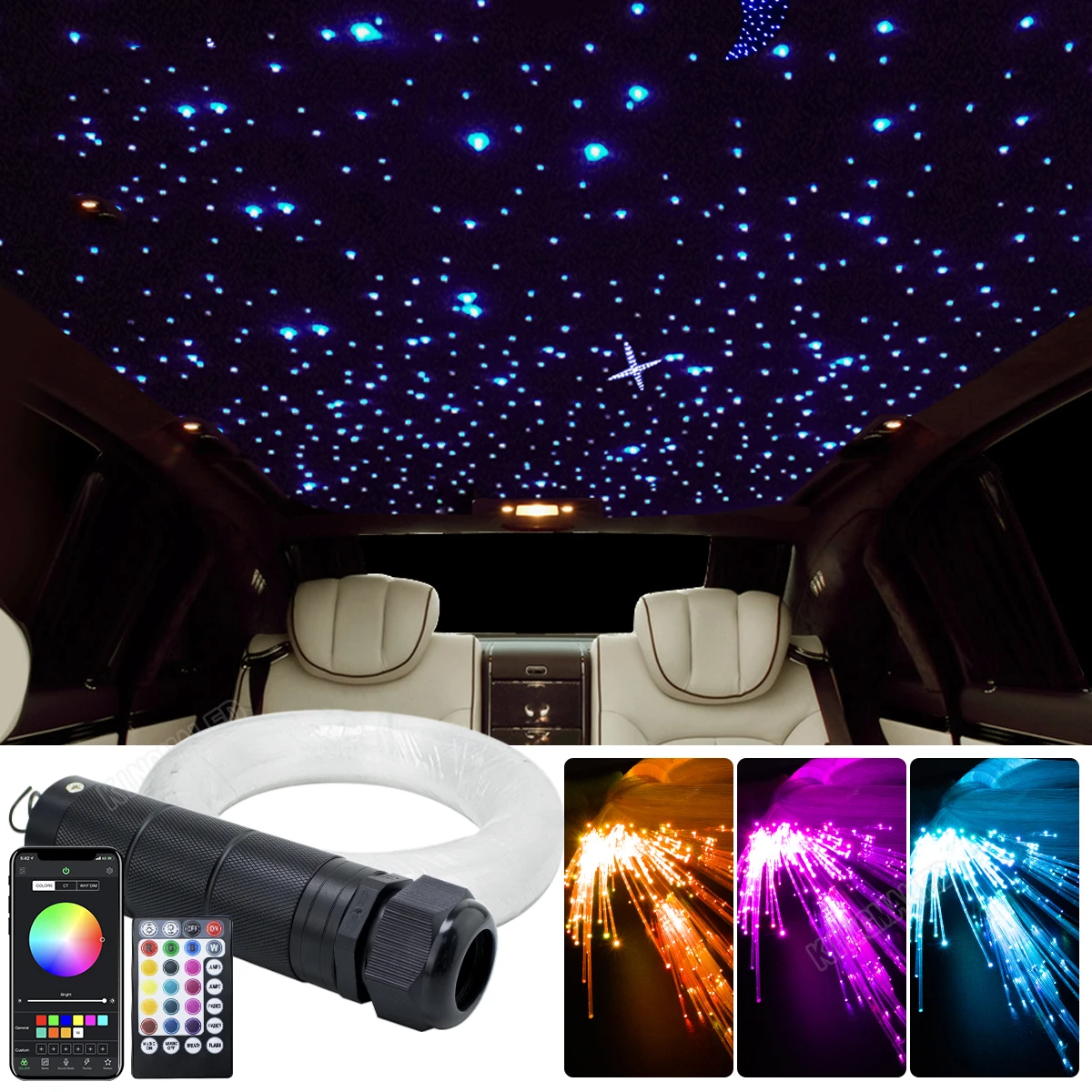 Weiß LED Meteor Stern Auto Dachhimmel Decke Licht Innenbeleuchtung 50x Glasfaser