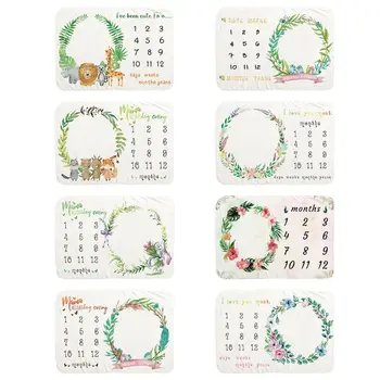 

Baby Monthly Record Growth Milestone Blanket Wreath Pattern Photography Props 23GD