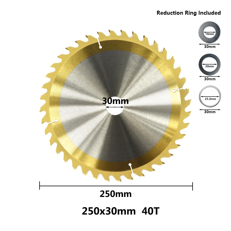 1 шт. 210 мм/250 мм TCT пильный диск 24 T/40 T/80 T Циркулярная Пила диск титан Cotaed режущий диск твердосплавная пила режущий диск TCT пильный диск - Цвет: 1pc 250x30x40T