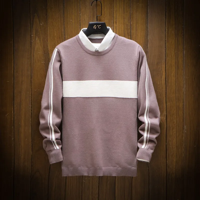 Shirt collar men's fake two-piece winter and winter new sweater base-shirt casual Korean slim-style sweater sweate