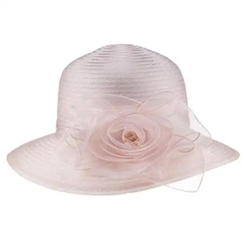 Light Pink Винтажное Цветочное платье из органзы с широкими полями для женщин в стиле Кентукки, Дерби, церковное платье, Солнцезащитная шляпа, кепка - Цвет: Light Pink