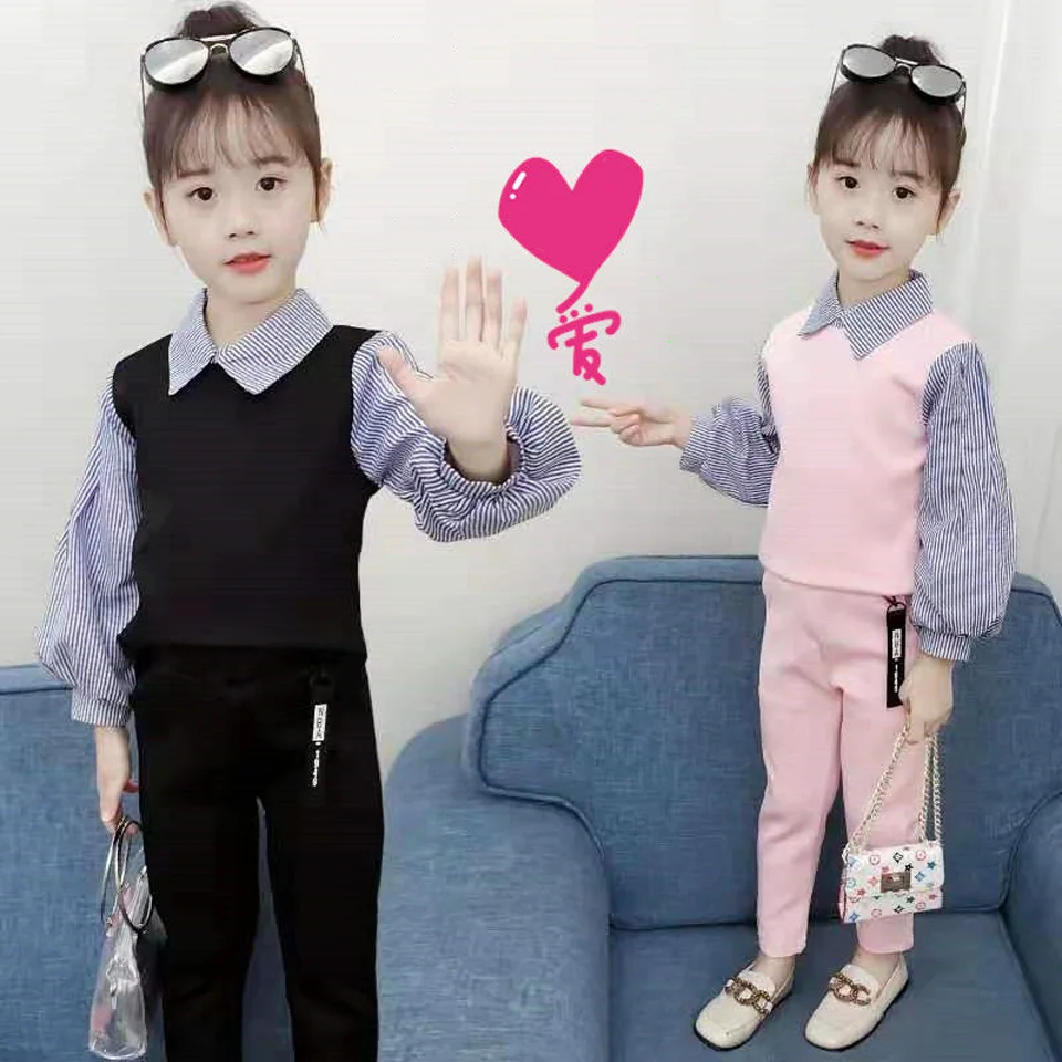 

Fashion Girls Clothes Long Sleeve T-Shirt + Pants 2PCS/Set Girl School Clothes Spring Autumn Teenage Kids Girl Set 4 6 8 10 12