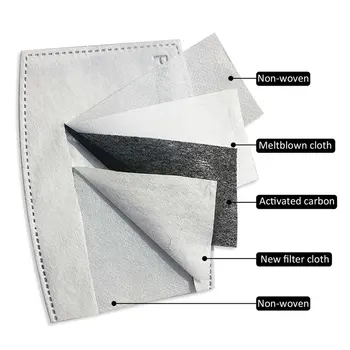 

Pm2.5 Filter 5 Layers Protective Filter Activated Carbon Mask Filter 3D Fitting Design Breathable Filtration 100 Pcs