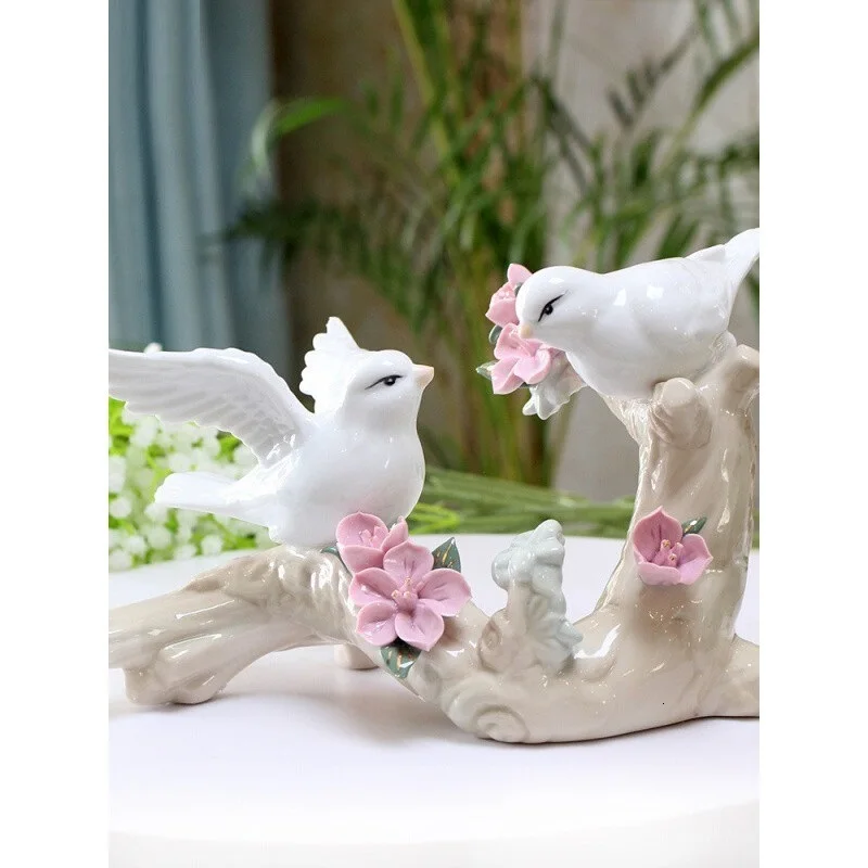 Керамические фигурки голубей, птиц, белый голубь, украшение, фарфоровая статуэтка животного, украшение дома