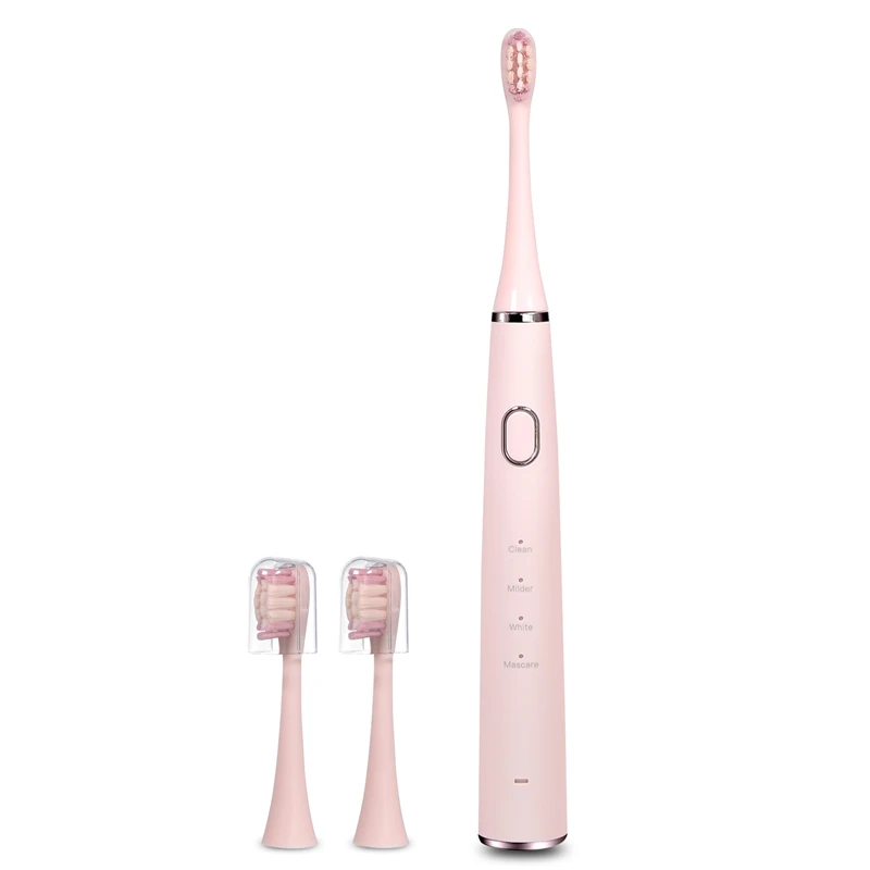 Pink Powerful Electric Toothbrush 45000time/min Rechargeable Ultrasonic Washable Electronic Whitening Waterproof Teeth Brush with Box - Цвет: Pink