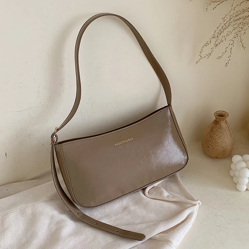 

Casual Designer Baguette Shoulder Bag for Women 2019 Solid Small Leather Women Messenger Handbags Female Totes Clutch Bag