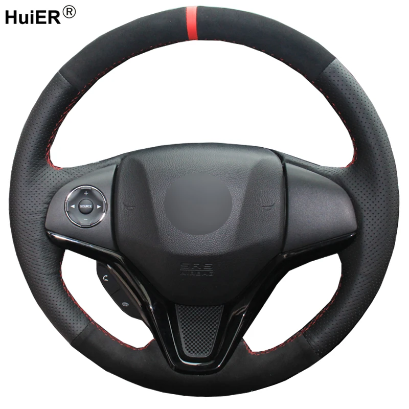 DIY чехол рулевого колеса автомобиля замши для Honda Fit- город- Джаз- HR-V вариабельности сердечного ритма Vezel