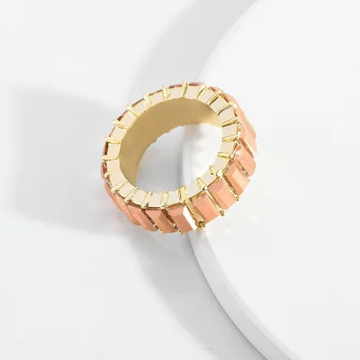 Beiver Cz обручальное кольцо для женщин 5 цветов Радуга багет многоцветный кубический цирконий Вечность кольцо ювелирные изделия - Цвет основного камня: 1244G-X