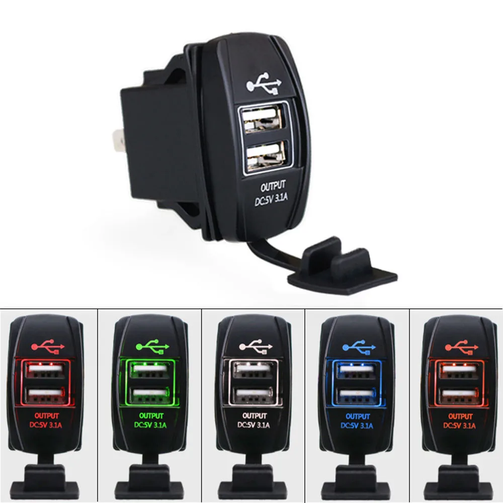 

3.1A Dual USB Socket Charger Power Adapter Waterproof 12V-24V Car Charger For Car Motorcycle Phone Charger