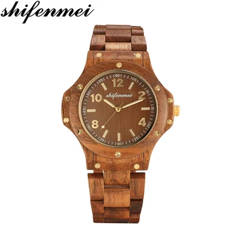 

SHIFENMEI Full Wooden Watches Women Men Daily Waterproof Wristwatch Quartz Clock Sport Watch Male Relogio Masculino as Gifts