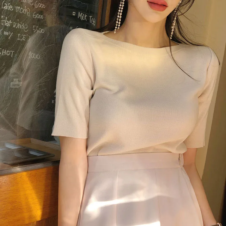 

2020 New Summer Fashion Women Shirts Short Sleeve Women Knitted T-shirts Women Fashion Shirts