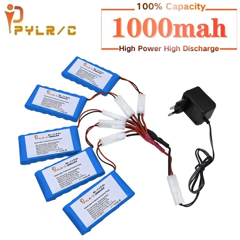 With Tamiya 2P Plug 8.4v 1000mah Ni-CD Battery And Charger For Rc toys Car Tank Robot Gun Boat AA Rechargeable Pack | Игрушки и хобби