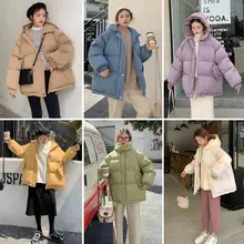 

New 2021 Women Short Winter Jacket Thick Hooded Cotton Padded Coats Female Korean Loose Puffer Ladies Parkas Oversize Outwear