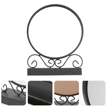 

1Pc Cosmetic Mirror Retro Style Mirror Iron Art Round Mirror for Home