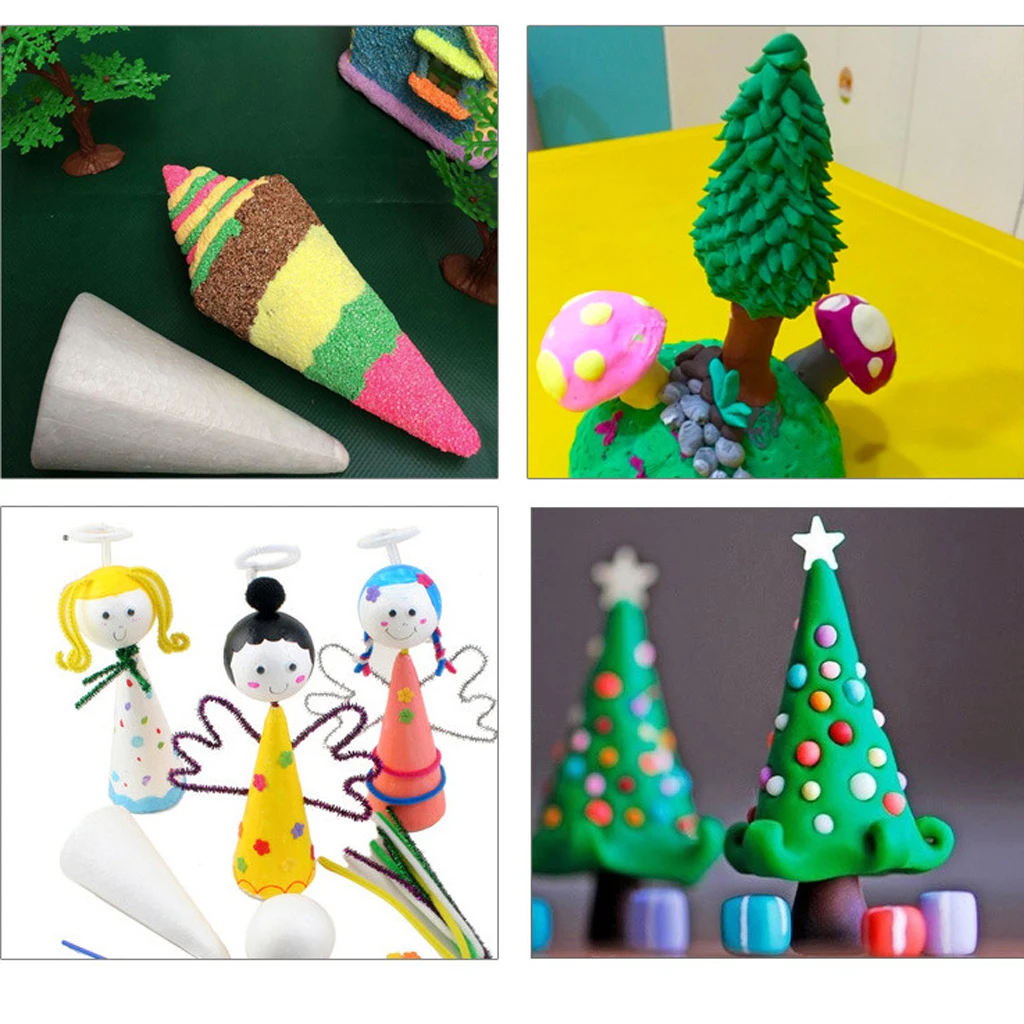 10 Pieces 100mm 150mm Polystyrene Styrofoam Foam Christmas Tree Base Material for DIY Crafts Christmas Decoration