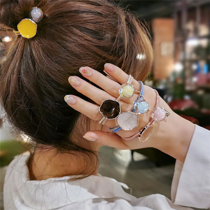 7  Temperament Headwear Drip Hair Ring Flash Diamond Crystal Head Rope Women Hair Accessories Jelly Headband Elastic Rubber Rope