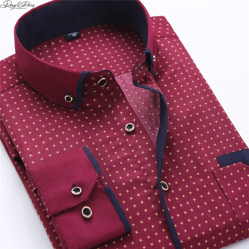DAVYDAISY Новое поступление мужские рубашки с длинным рукавом рубашки с принтом Модная Повседневная Деловая одежда приталенная Мужская брендовая одежда DS340 - Цвет: SH220