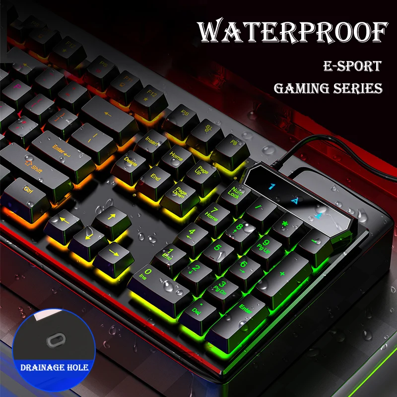 RGB клавиатура с смешанной подсветкой плавающие клавиши USB Проводная игровая 104