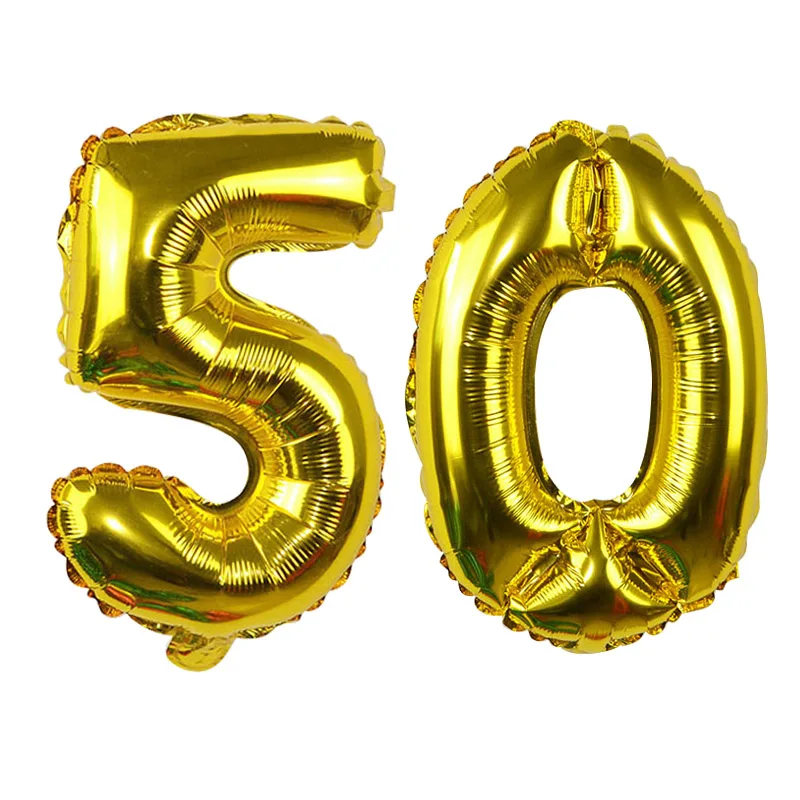 32inch number50 gold 18/30/40/50/60th Birthday Party Decoration Plates Cups Napkins Tablecloth Forks Knives Spoon Disposable Party Tableware Supplies - Цвет: 32inch number50 gold