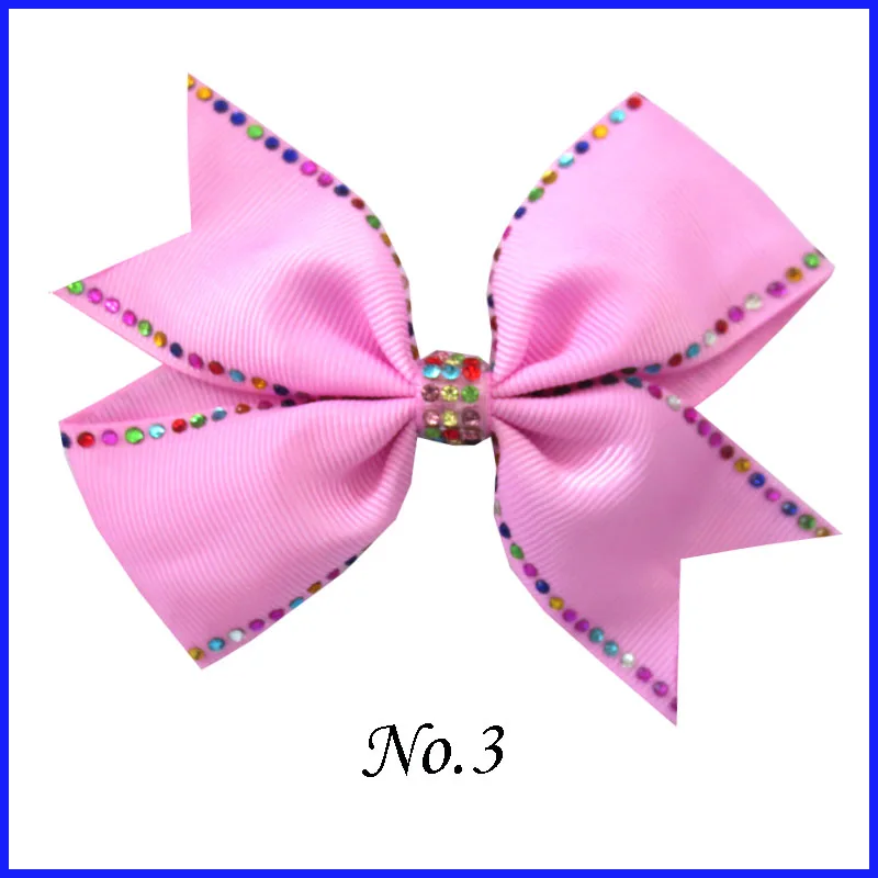 12 BLESSING Girl Rhinestone Rainbow 4.5"  Diamond ABC Hair Bow Clip Ballet