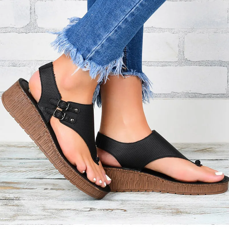Sandalias de cuña con pequeña plataforma – Ailovinit