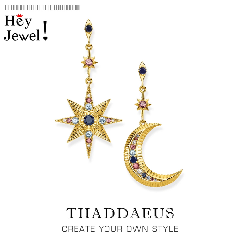 Royalty Star & Moon Drop Earrings,Thomas Magical Boho Fashion Good Jewelry For Women,2020 Summer Ts Gift In Sterling Silver 925