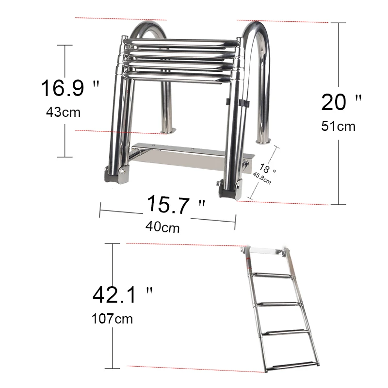 4 шага из нержавеющей стали морские лодки лестница палуба складные яхты доска для плавания лестница из нержавеющей стали