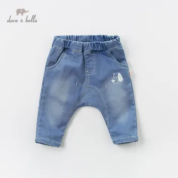 

DBX12865-2 dave bella spring baby boy fashion pants children full length jeans pants infant toddler denim blue trousers