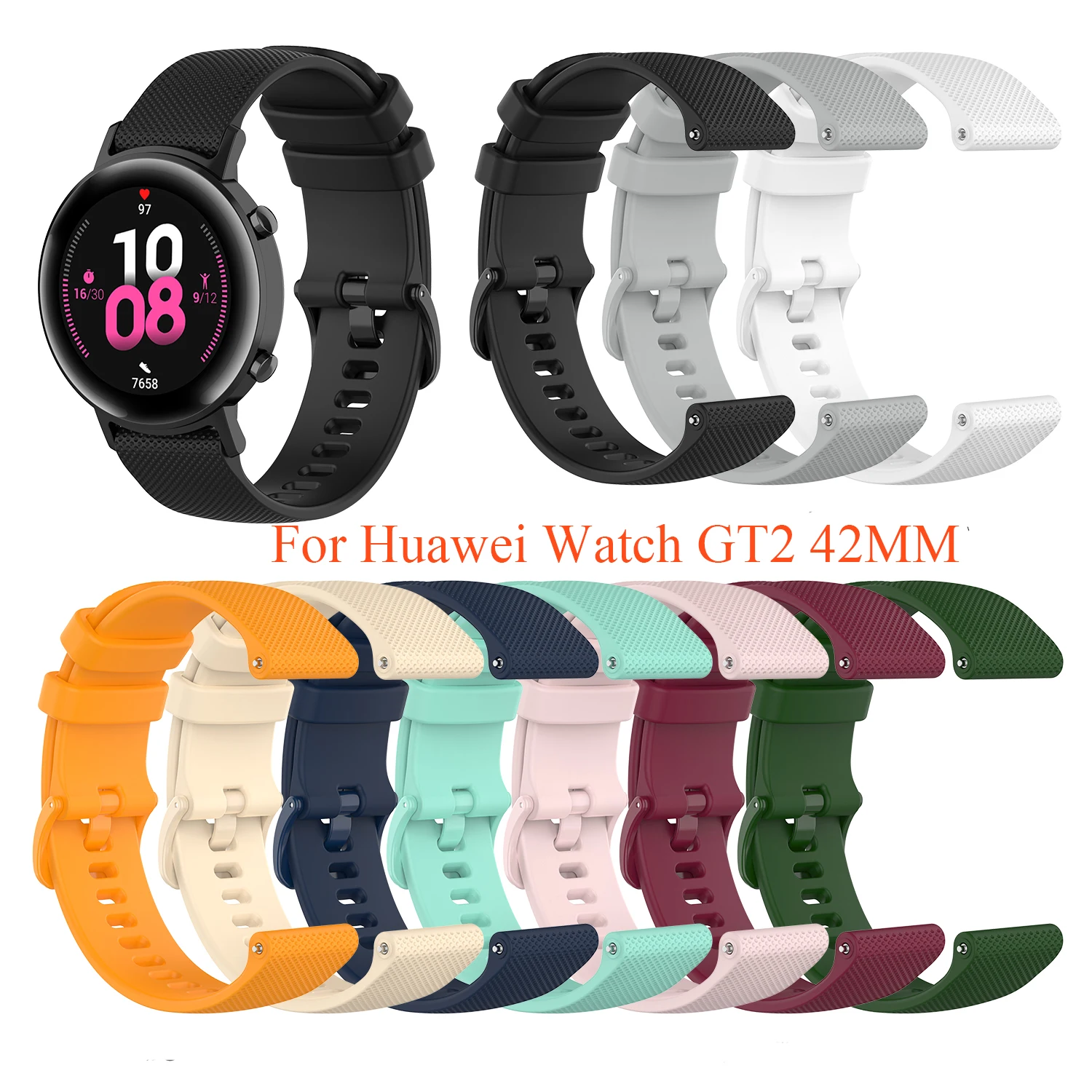 Ремешок сменный для наручных часов мягкий силиконовый браслет Huawei Watch GT2 42 мм |
