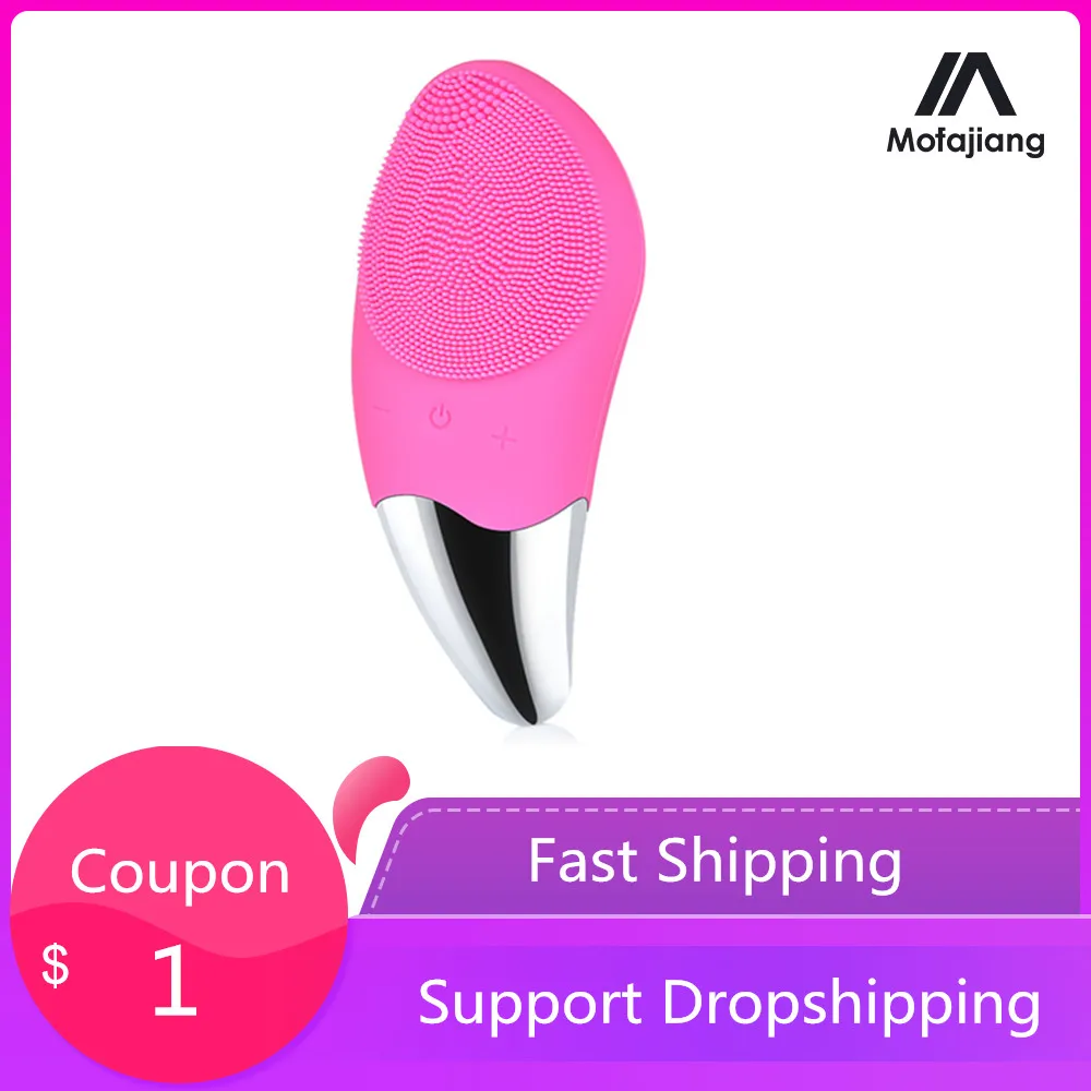 Facial cepillos de limpieza recargable impermeable brocha Facial de silicona vibración sónica de limpieza profunda de la espinilla removedor Anti envejecimiento