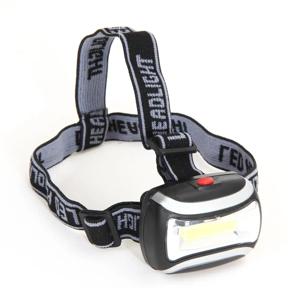 Silver Mini COB LED Headlights Outdoor Camping Mountain Climbing Flashlight Hiking Night Fishing Lights Battery Powered - Emitting Color: Silver