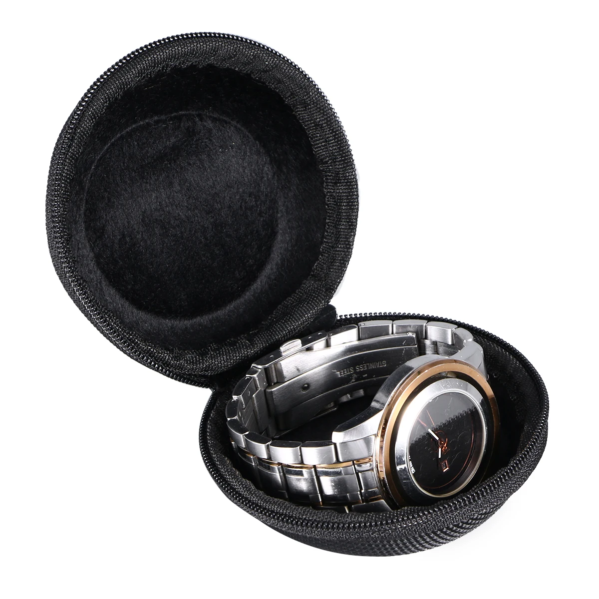 

Black Portable Single Watch Travel Case Watch Box with Zipper And Soft Felted Interior for Holding Wristwatch Smart Watch