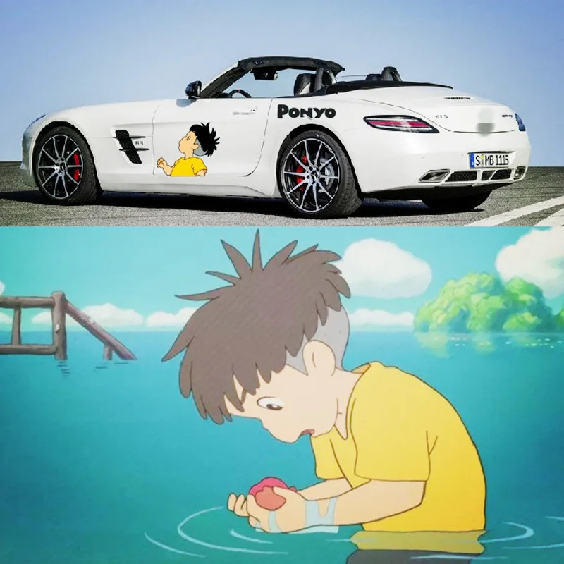Наклейки для автомобиля Ponyo и Sosuke, Унесенные в спираль аниме серии, Мультяшные креативные персональные наклейки, наклейки для украшения тела