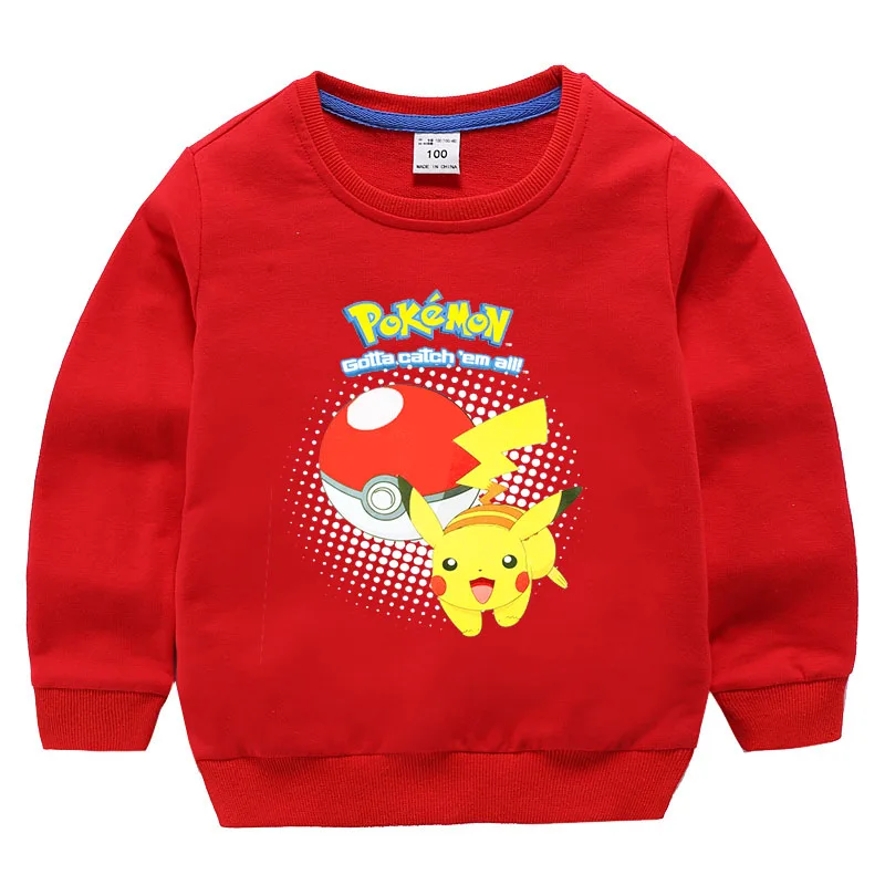 color 3 От 2 до 10 лет модная Милая толстовка с покемоном Детские аниме Pika Логотип толстовки для мальчиков с принтом Пикачу для девочек, свитшоты для маленьких девочек Джемперы наивысшего - Цвет: color 3